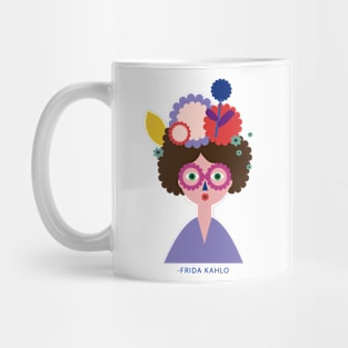 Funny t shirt, cute colorful Frida Kahlo portrait with colorful abstract flowers Mug